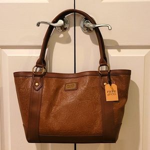 FRYE AND CO. | Dark Brown Embossed Shoulder Work Travel Bag